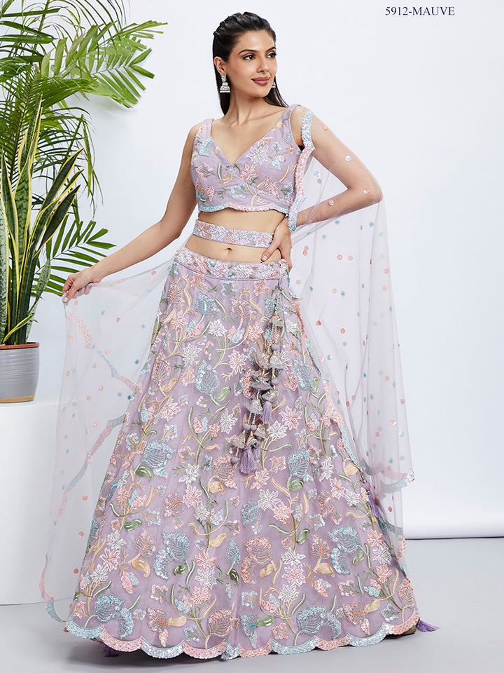 embroidered net indian fusion fashion in pastel shades