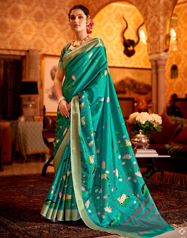 traditional silk printed saree