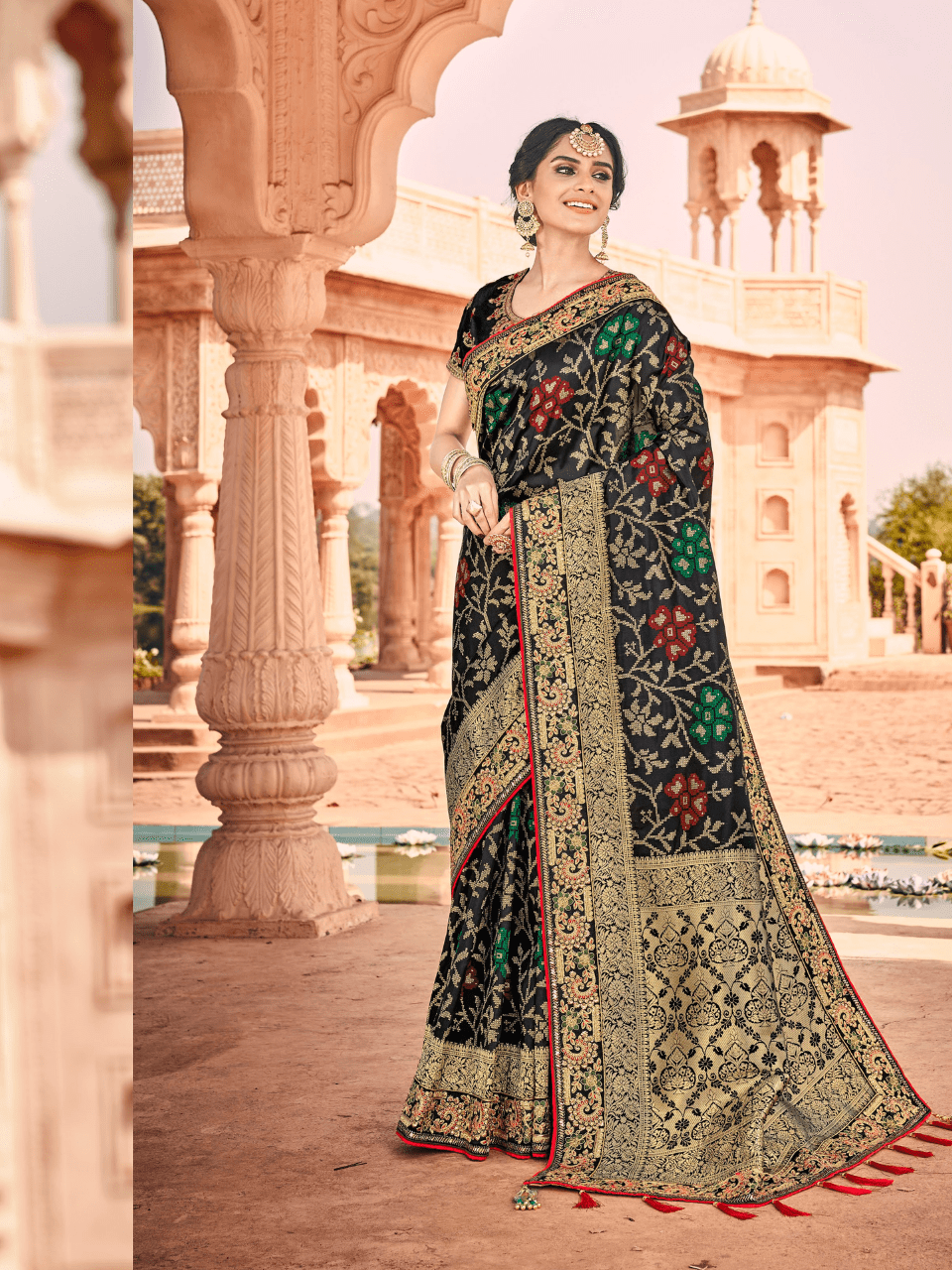 Party & Engagement Wear Black Weaving Silk Stylish Saree with Blouse