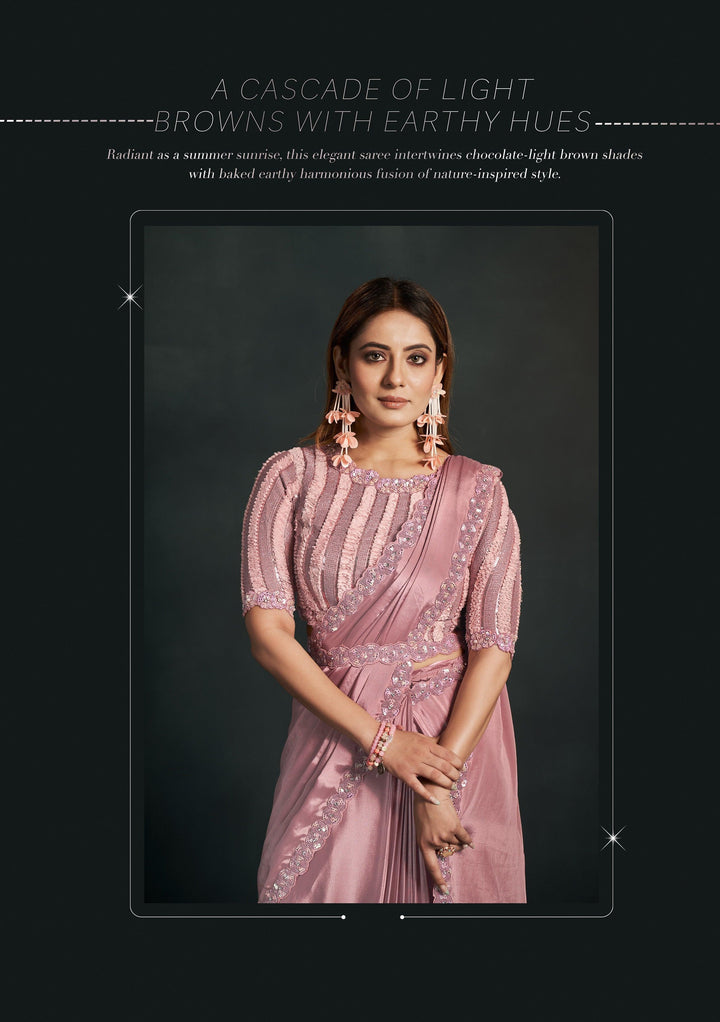 Cocktail Party Wear Crepe Saree with Belt - Fashion Nation