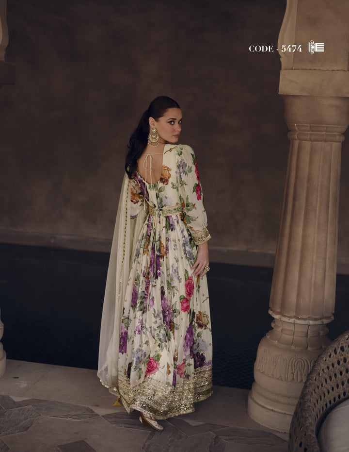 Beach Partywear Floral Georgette Stitched Designer Bollywood Style Gown - Fashion Nation