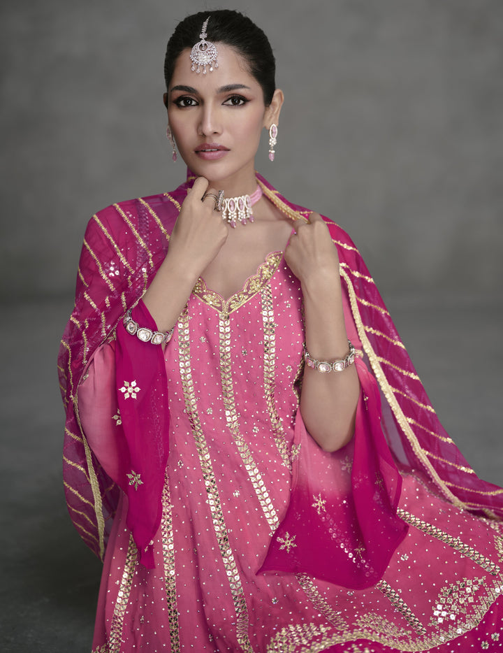 shaded pink ethnic salwar kameez