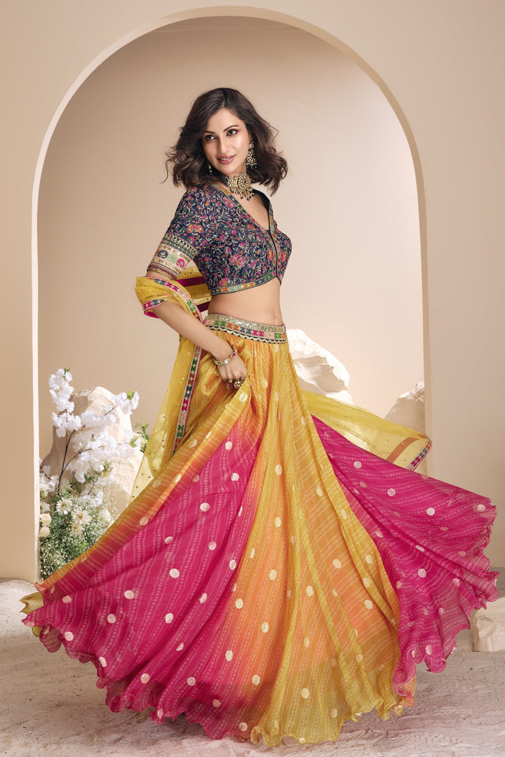 Colourful Indian Wear Jacquard Silk Tie Dye Indo Western Ethnic Set