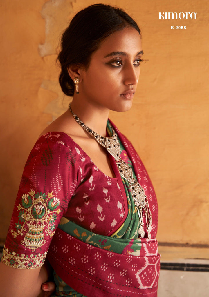 Casual Party Wear Ikkat Tusser Sari - Fashion Nation