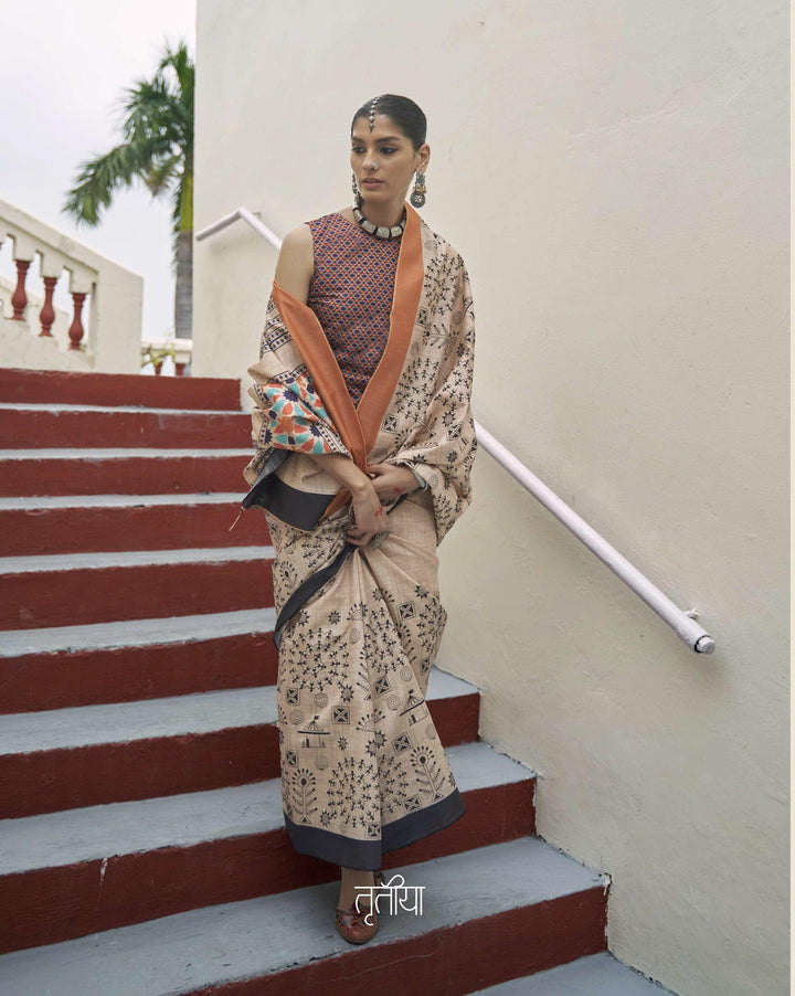 office wear tribal art traditional sari