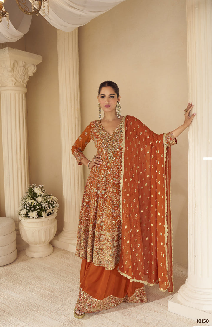 indian roka wear festive dress in orange