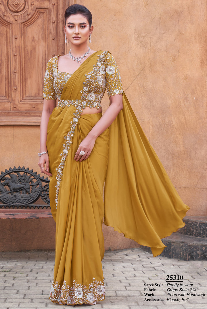 bollywood style ready to wear saree with belt