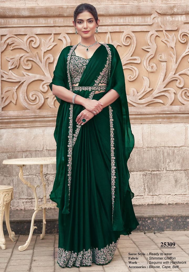 resort partywear indo western sari with belt and cape