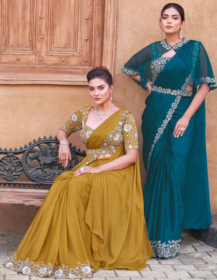 celebrity fashion wear haldi party saree with belt