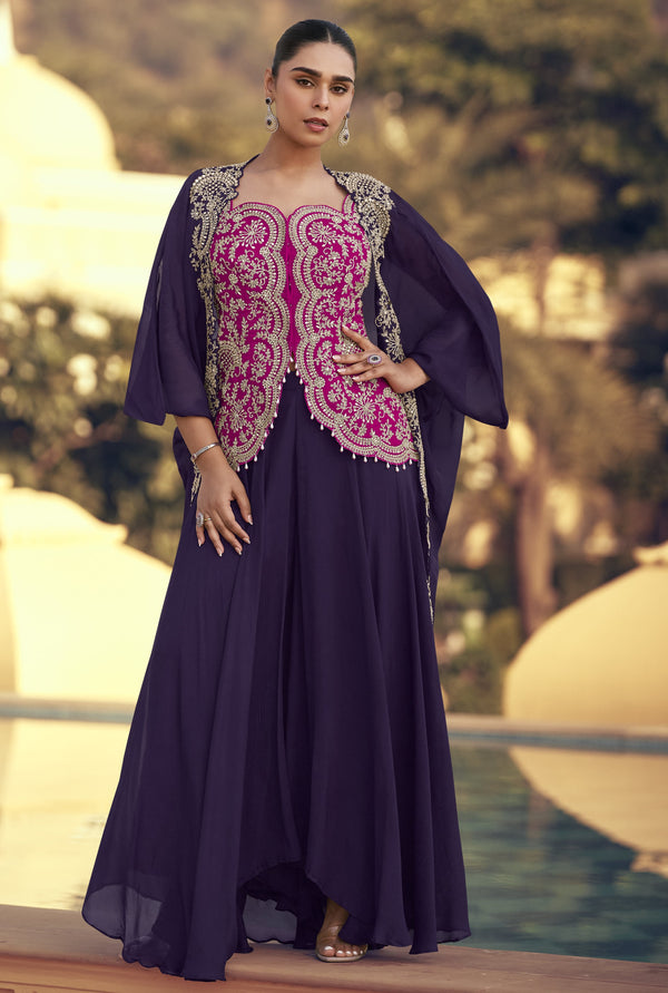 celebrations partywear with cape and palazzo