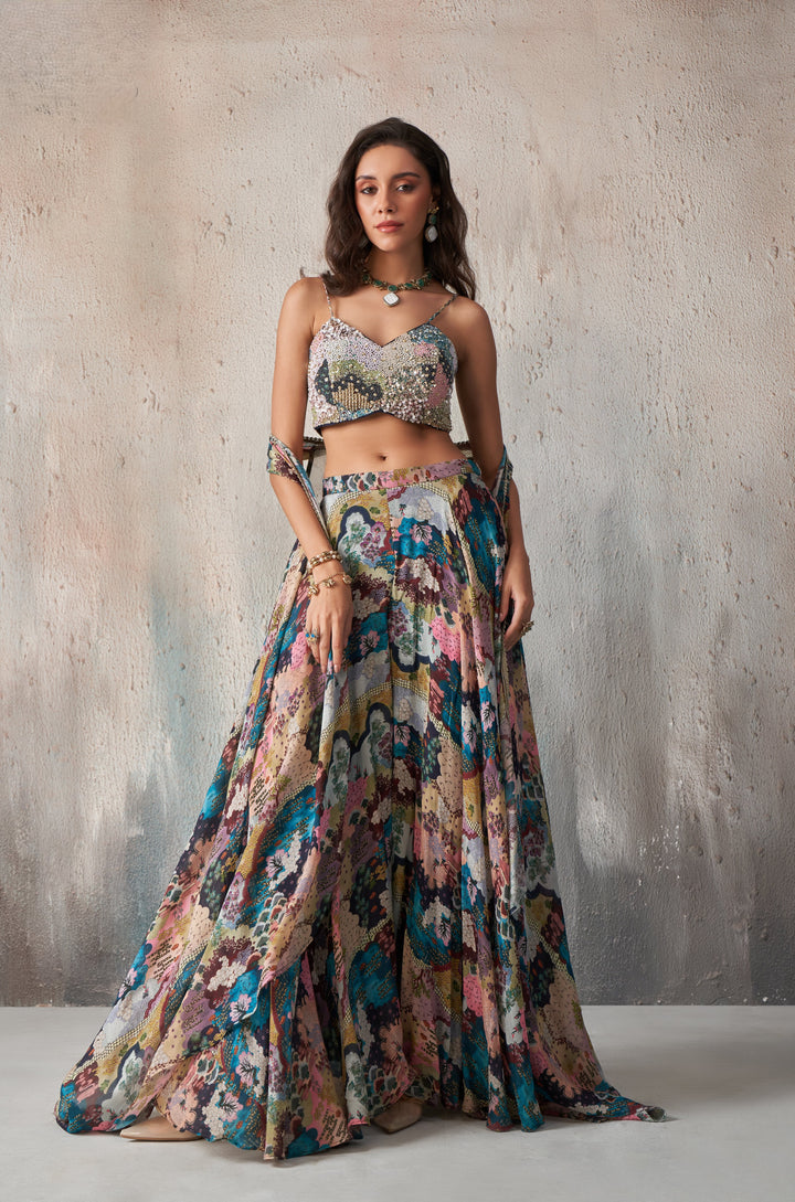 sangeet partywear crop top sharara set 