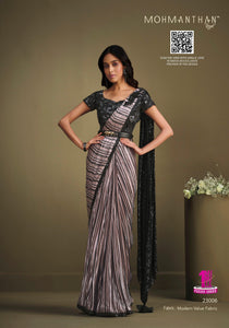 Bachelorette Partywear Textured Fusion Sari with Belt