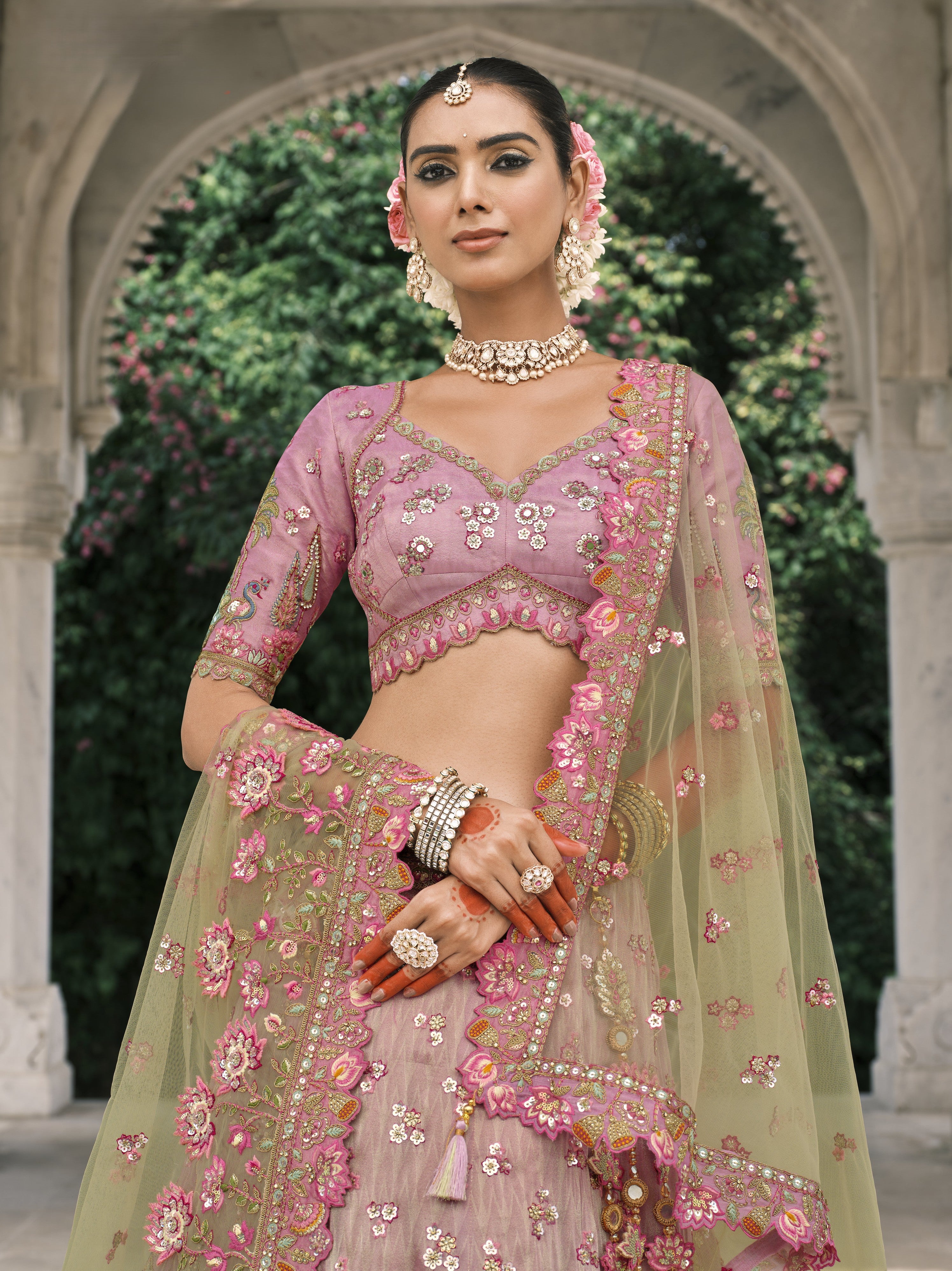 Pastel Pink Tissue Lehenga