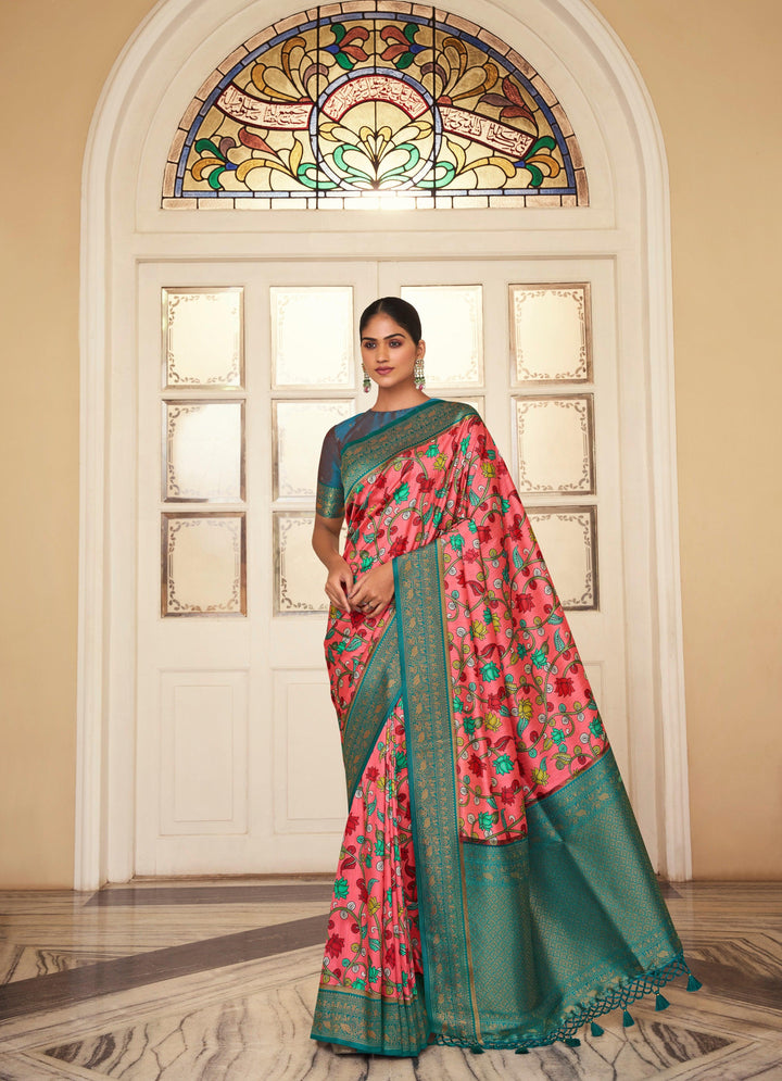 Sagaai Party Wear Floral Saree - Fashion Nation