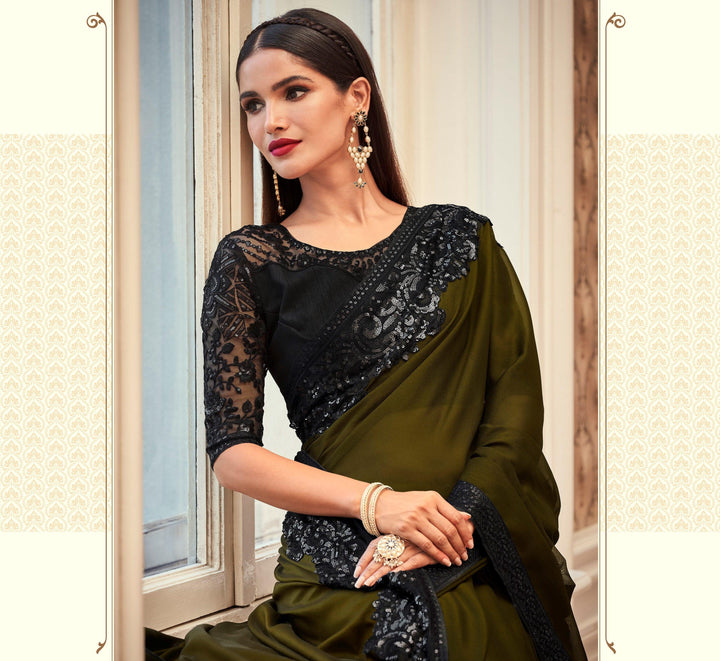 Bachelorette Party Wear Shimmer Sari - Fashion Nation