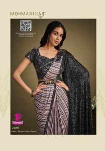 Bachelorette Partywear Textured Fusion Sari with Belt