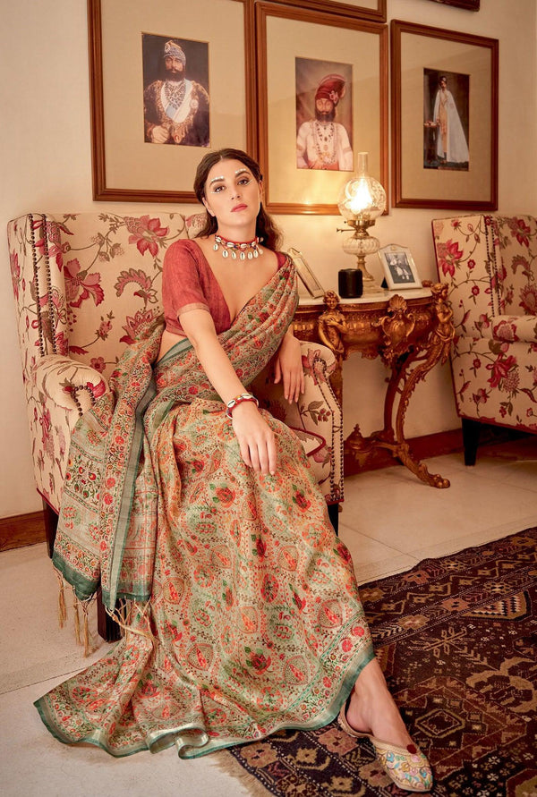 modern silk floral saree