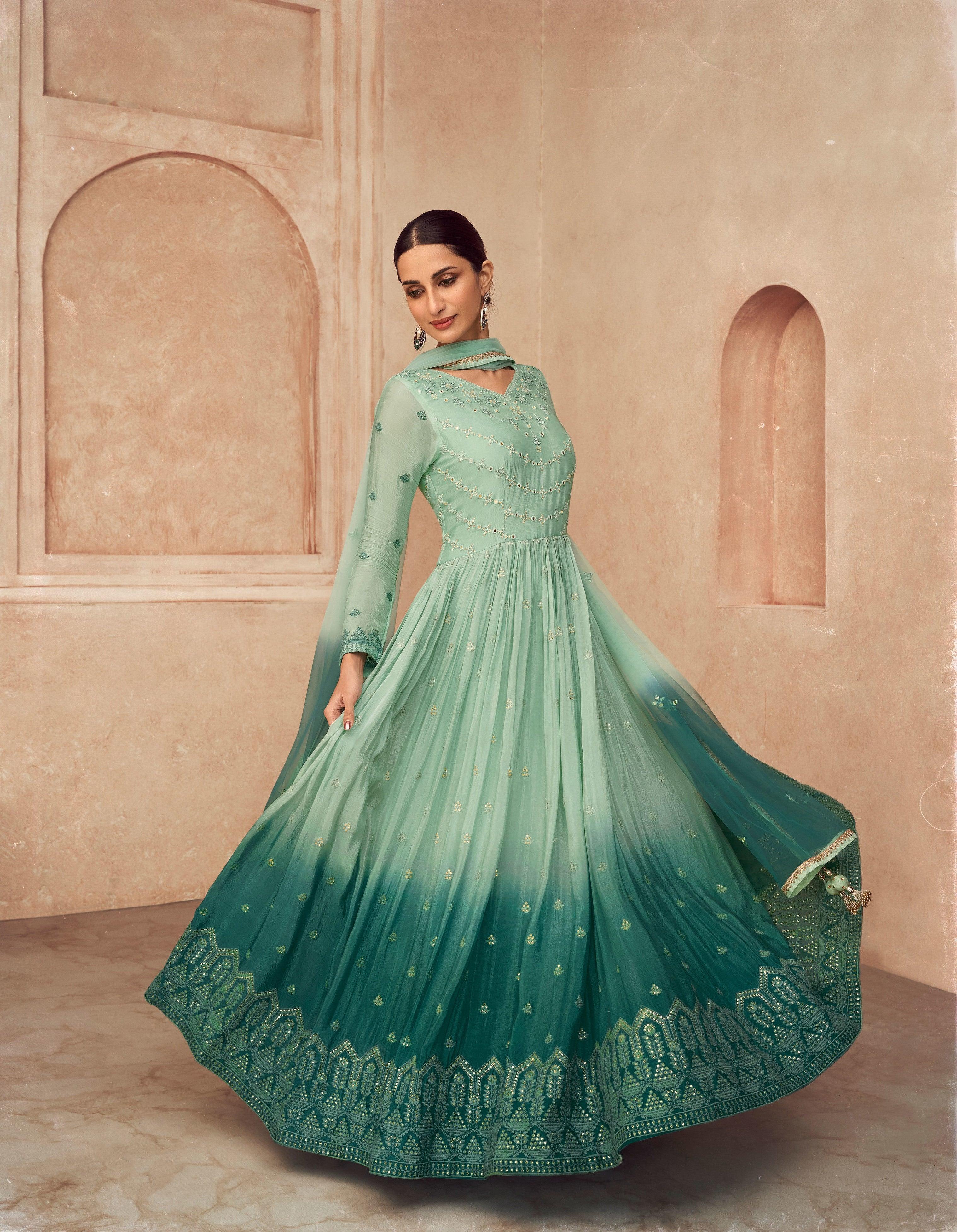 Green Party Wear And Functional Wear Functional Wear Sofia Gown at Rs  1199/piece in Chinchwad