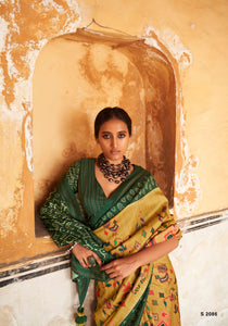 Ikkat Printed Tussar Silk Saree