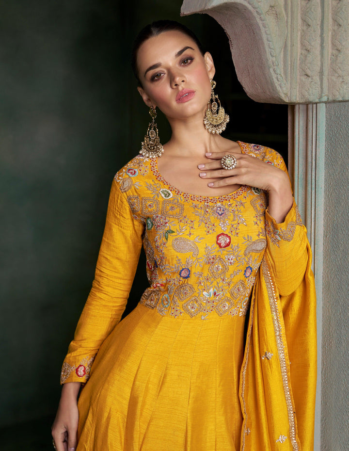 Haldi Party Wear Indo Western Gown - Fashion Nation