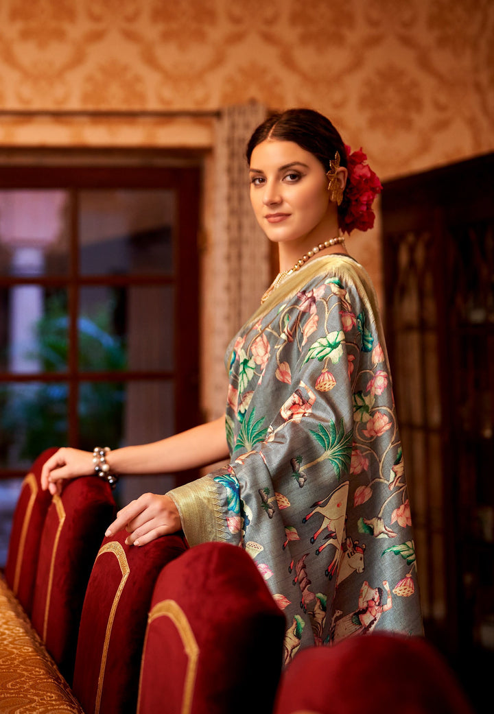 traditional silk printed sari