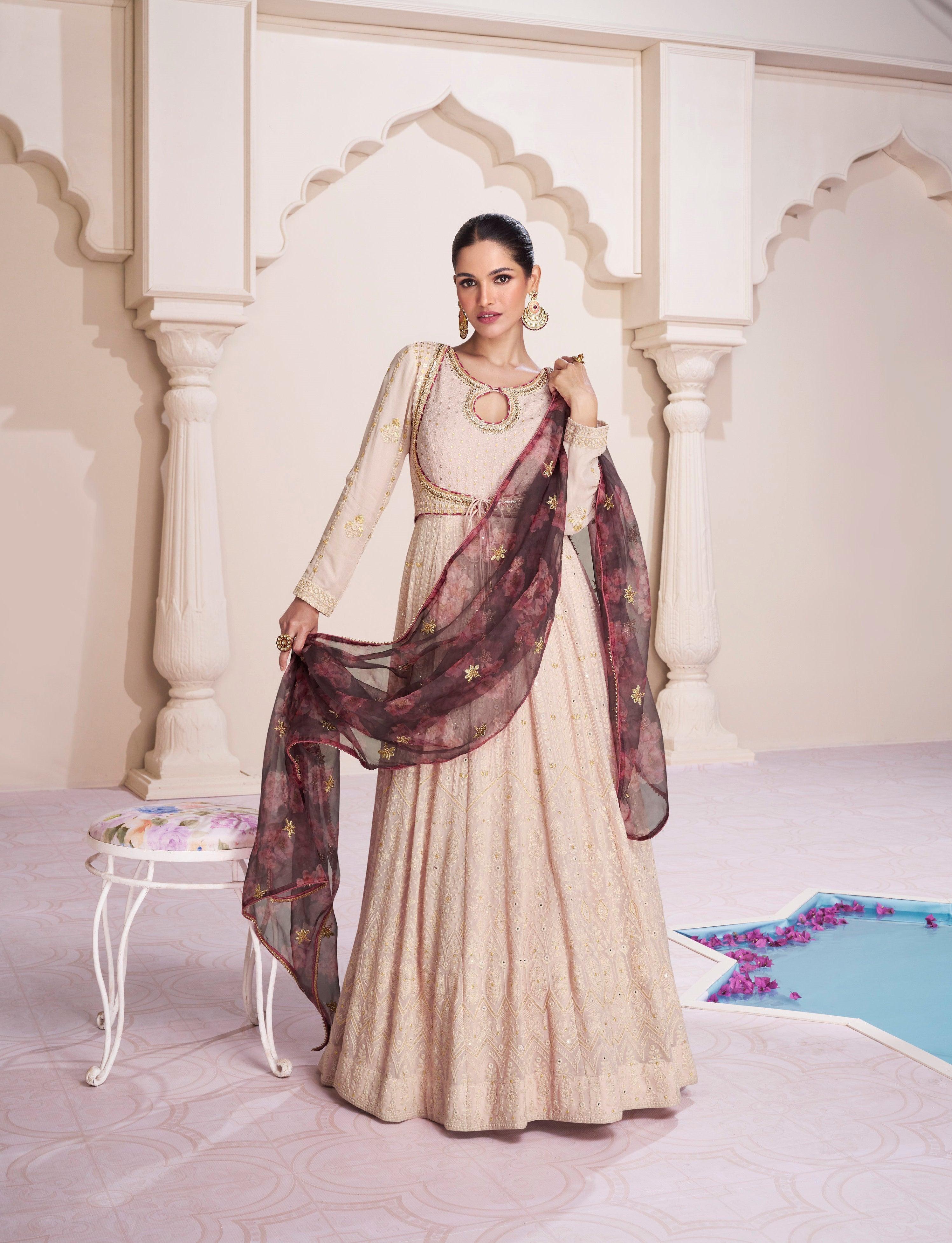 Beautiful Women's Floral Print Anarkali Gown – Shivansh Fab