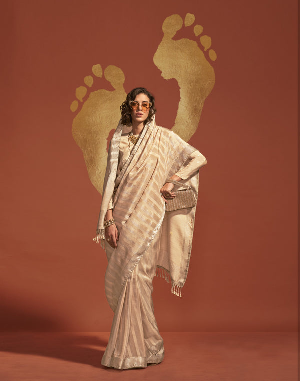 festive off-white designer sari
