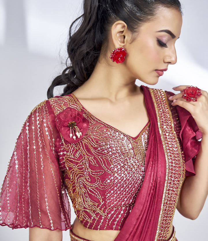 resort partywear sari with crop top