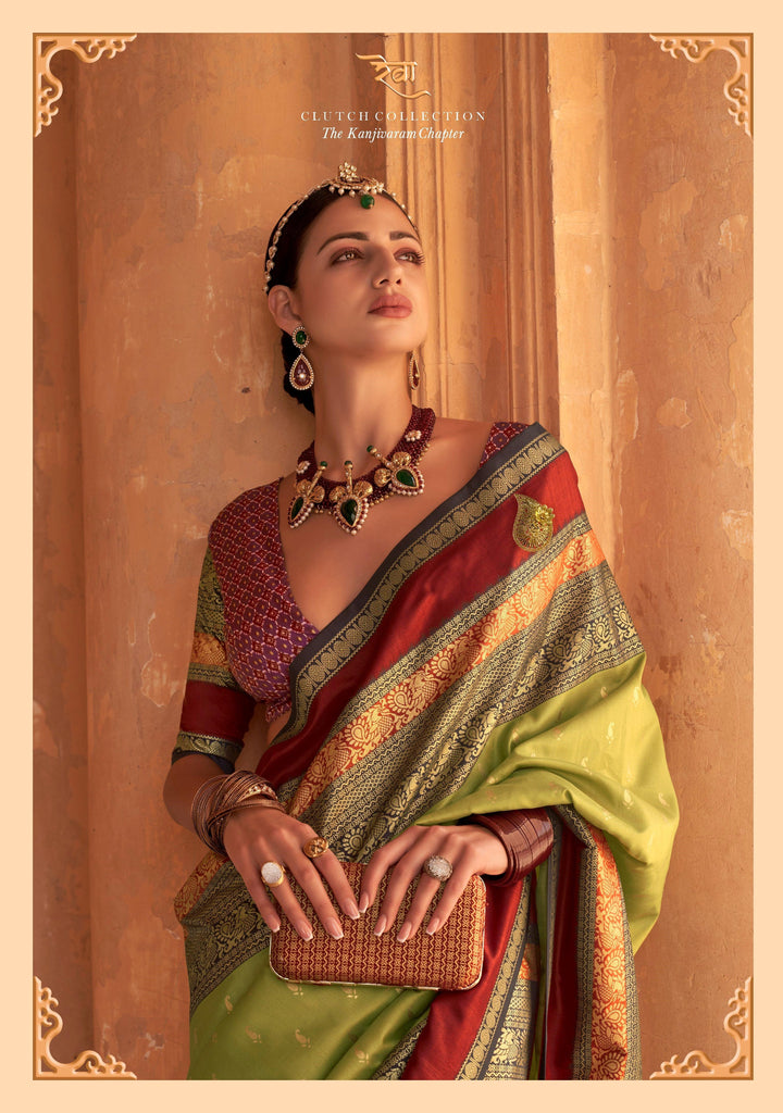 Mehendi Wear Kanjivaram Silk Saree - Fashion Nation