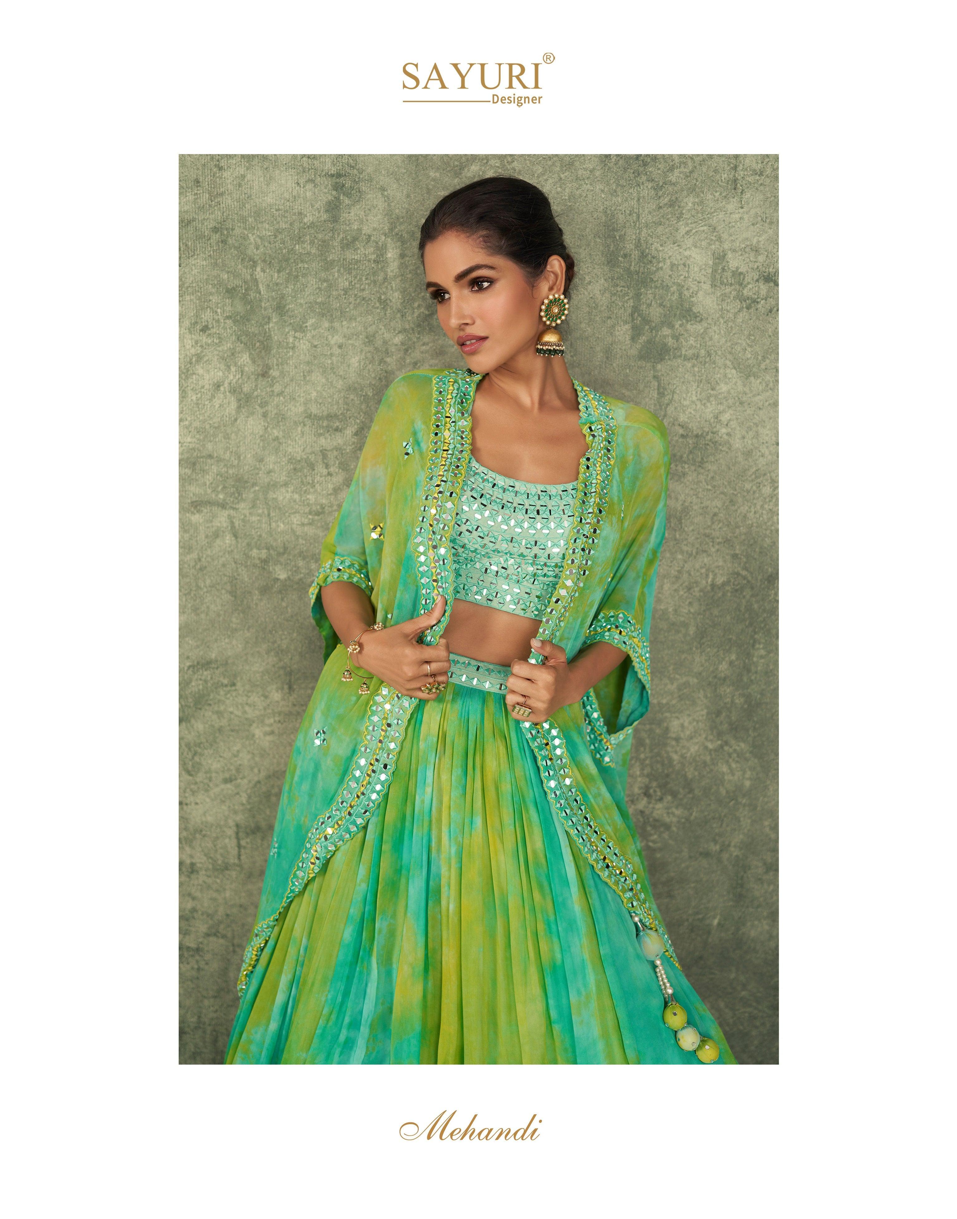 Mehndi Party Indo Western Tie & Dye Skirt Set | Fusion Fashion Attire