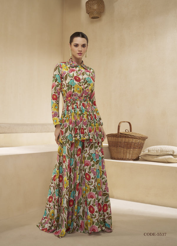 floral embroidered partywear co ord set