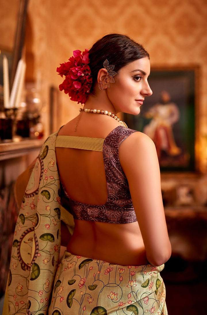traditional pichwai printed sari