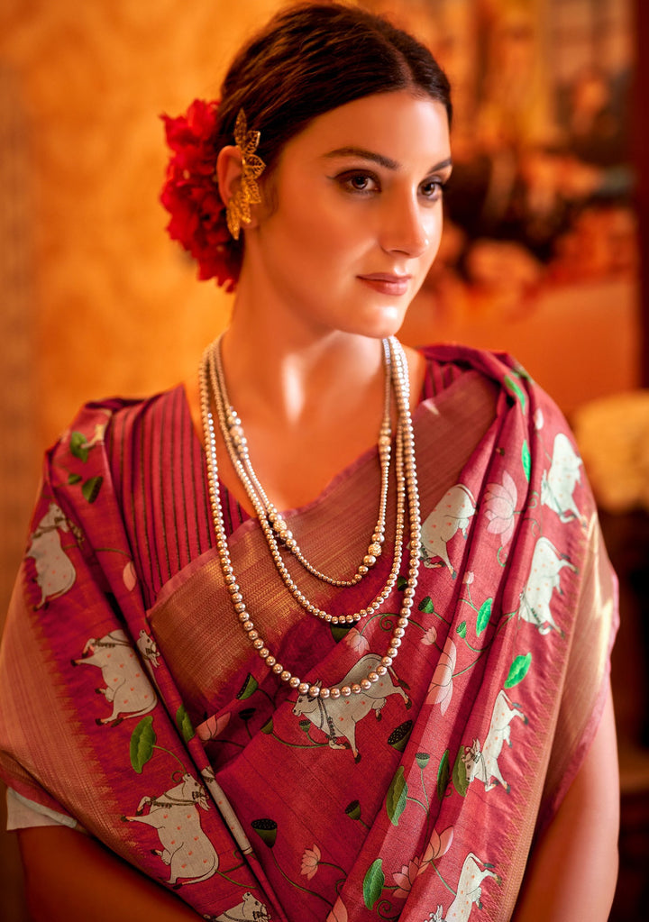 hindu devotional traditional art on sari
