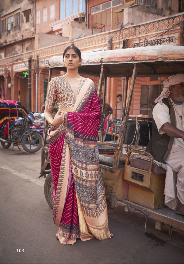 bandhani ethnic gaji silk sari