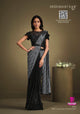 Reception Party Black Sequined Saree with Belt