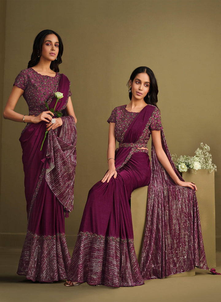 Shaadi Functions Wear Fusion Saree with Belt - Fashion Nation