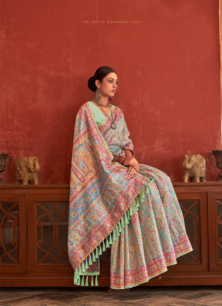 Afternoon Functions Wear Pashmina Saree - Fashion Nation
