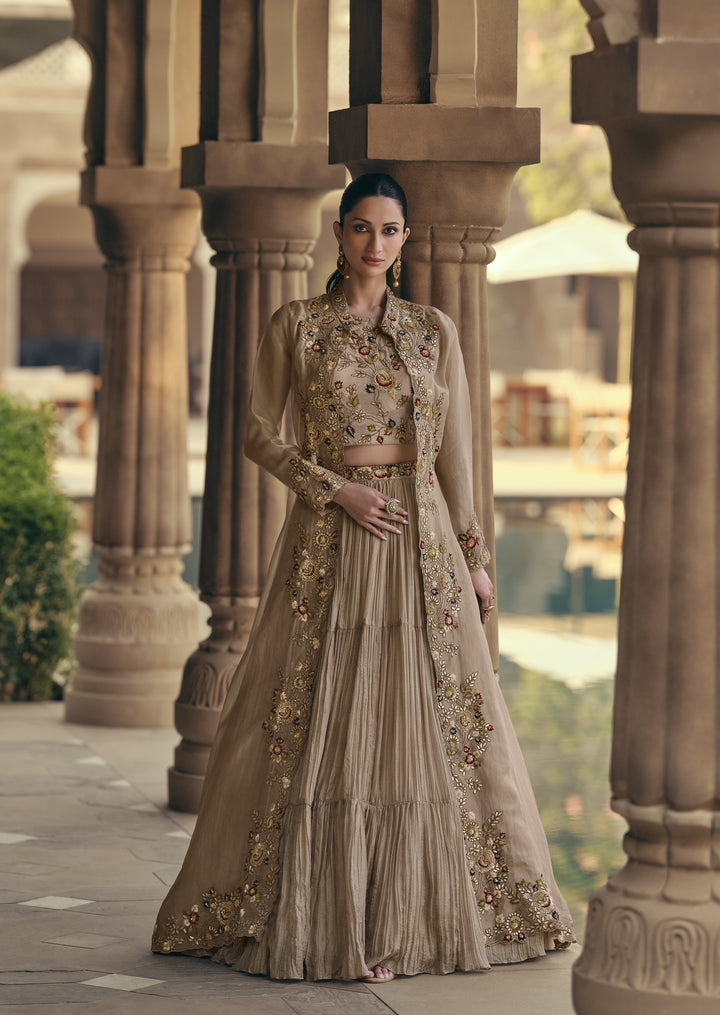Party Wear Jacket Lehenga Party Wear Designer Georgette Indo