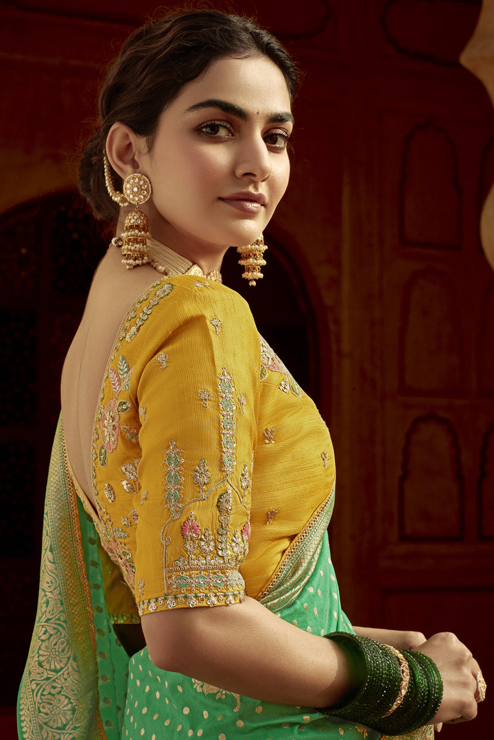 sangeet wear ethnic embroidered saree with choli