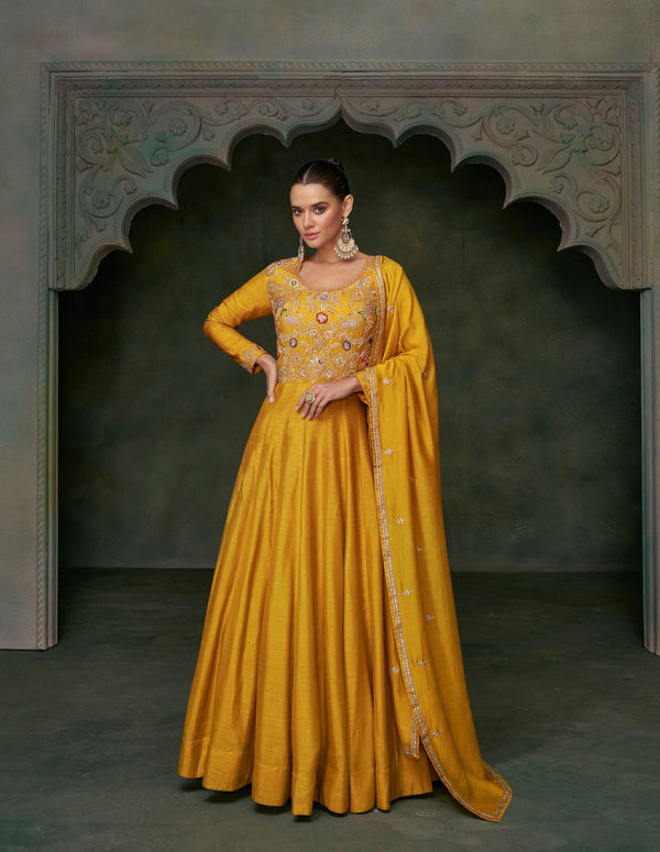 Haldi Party Wear Indo Western Gown - Fashion Nation