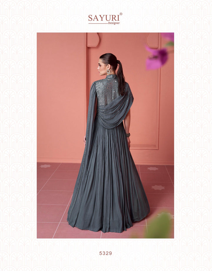 Wedding Special Grey Georgette Ready To Wear Gown - Fashion Nation