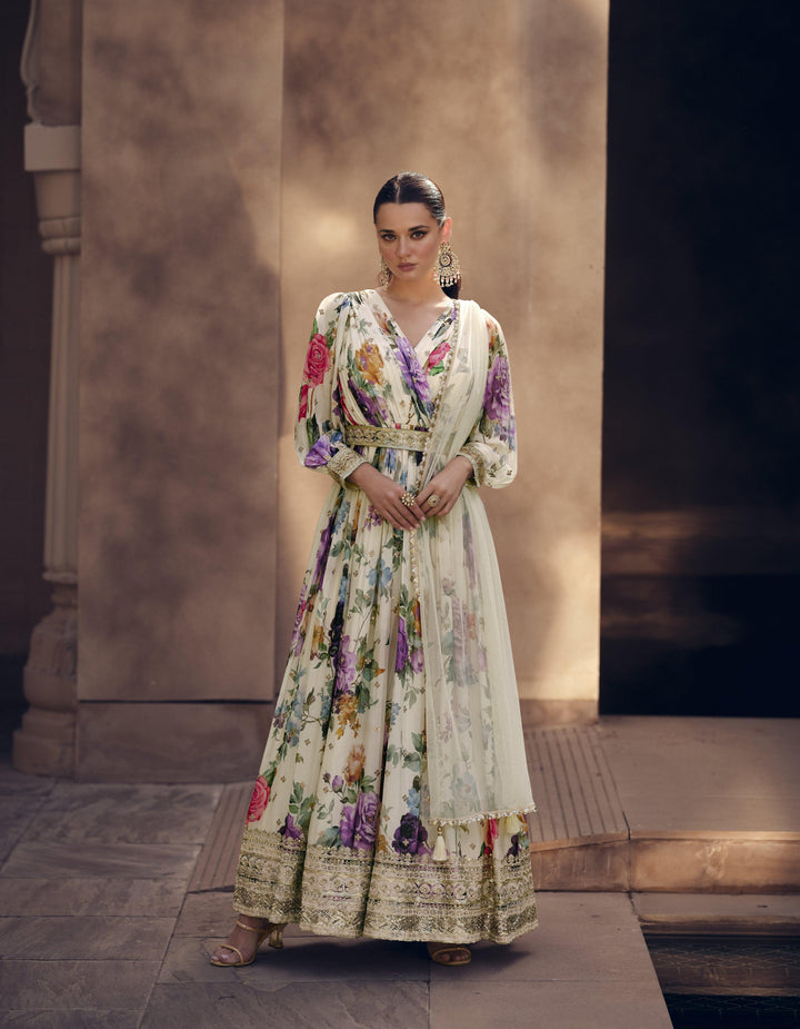 Beach Partywear Floral Georgette Stitched Designer Bollywood Style Gown - Fashion Nation