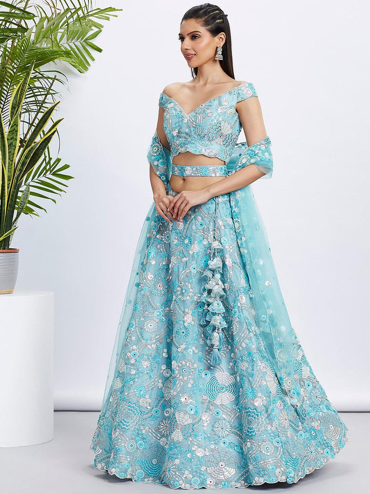 destination wedding wear in blue color