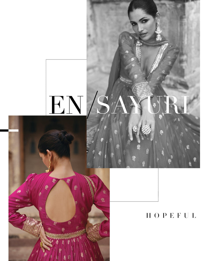 Marriage Wear Pink Silk Indo Western Anarkali Gown - Fashion Nation