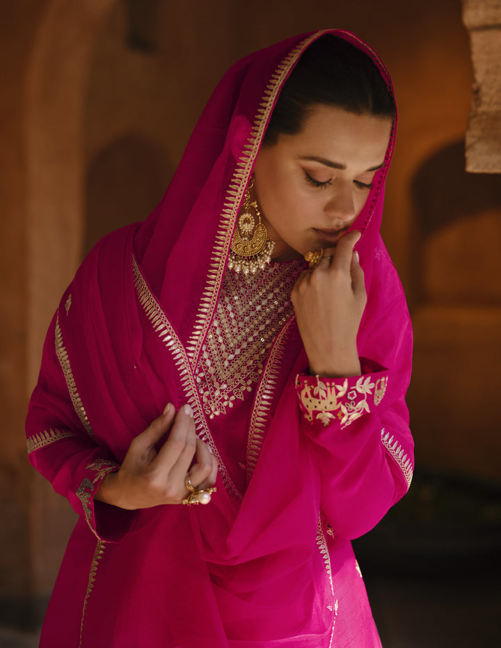 ethnic pink georgette sangeet wear