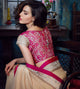 FS06 Designer Beige Pink Bemberg Georgette Saree - Fashion Nation