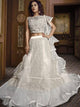 Delicate Indo Western TH061 Designer Cocktail Wear White Net Silk Lehenga Style Gown - Fashion Nation
