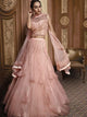 Dreamy Indo Western TH064 Designer Cocktail Wear Pink Net Silk Lehenga Style Gown - Fashion Nation