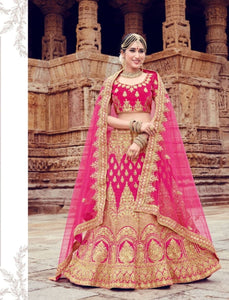 Majestic ZIK10002 Bridal Pink Velvet Net Lehenga Choli - Fashion Nation