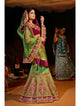 N10006 - Green Satin Velvet Lehenga - Fashion Nation